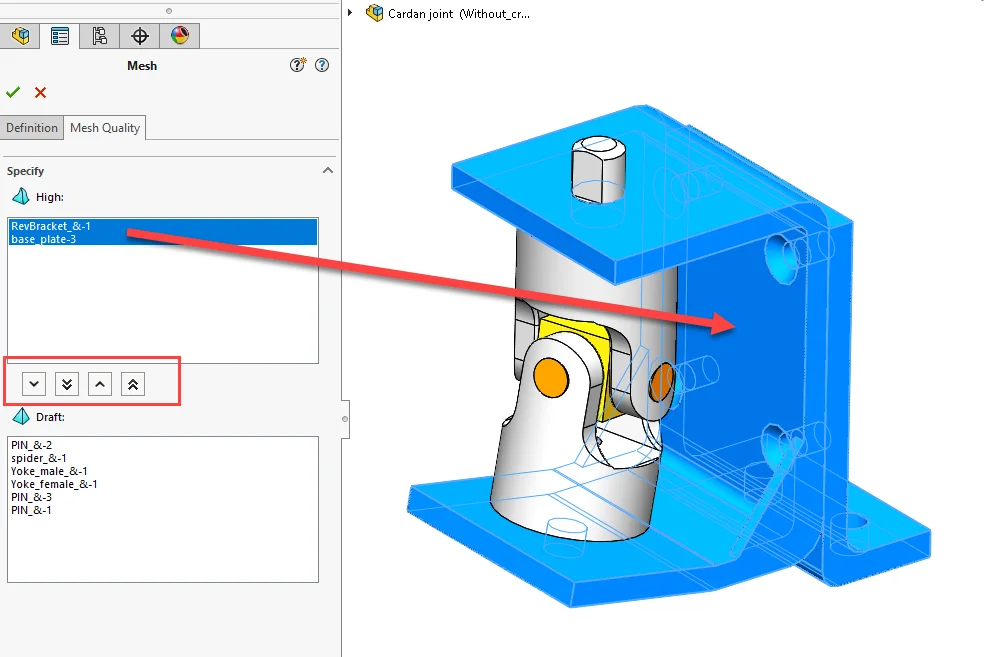 SOLIDWORKS Simulation 2020 Mixed Draft & High Quality Mesh