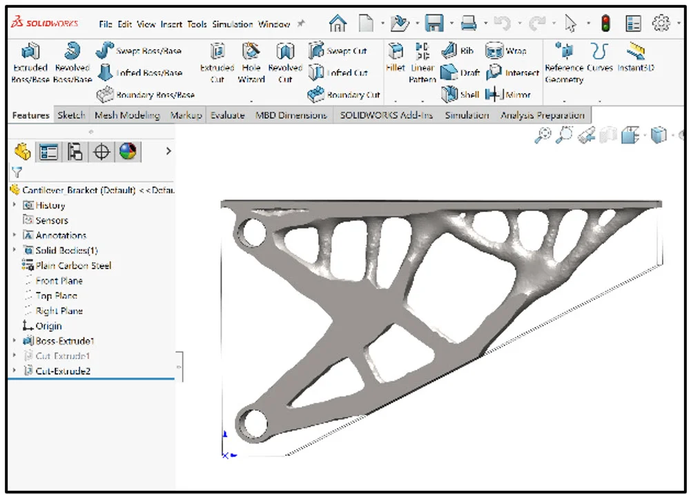 Lesson 3: SOLIDWORKS – Optimization Analysis using a Topology Study