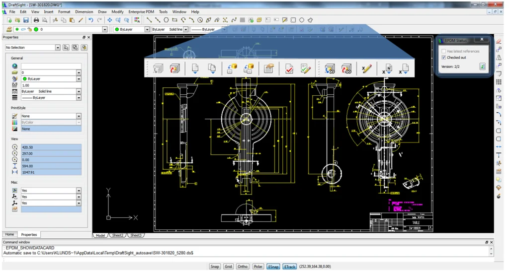 Easily manage and edit your 2D data with Enterprise PDM and DraftSight