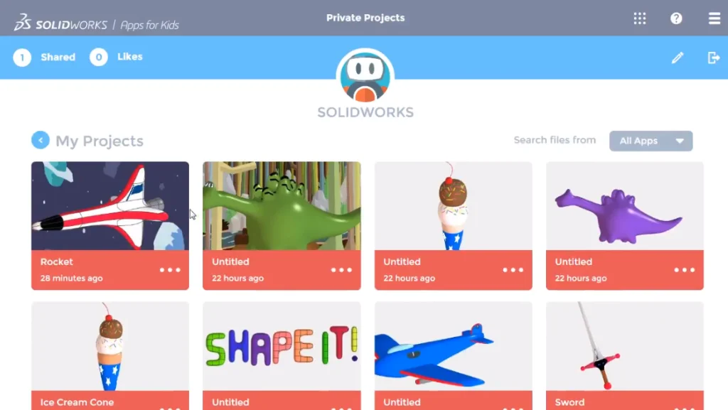 SOLIDWORKS Apps for Kids How-To: Find, Open, and Create New Projects