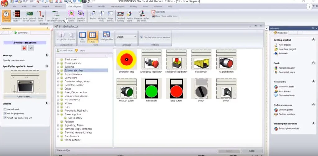 SOLIDWORKS Electrical Formula SAE Tutorial: Inserting and Creating a Line Diagram Symbol