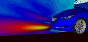 Electric field from a radar sensor on the front of a car